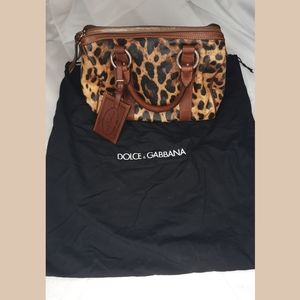 Dolce & Gabbana Boston Satchel Leopard Print Bag